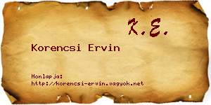 Korencsi Ervin névjegykártya