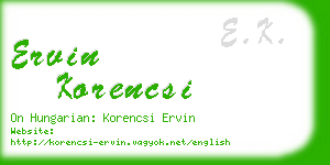 ervin korencsi business card